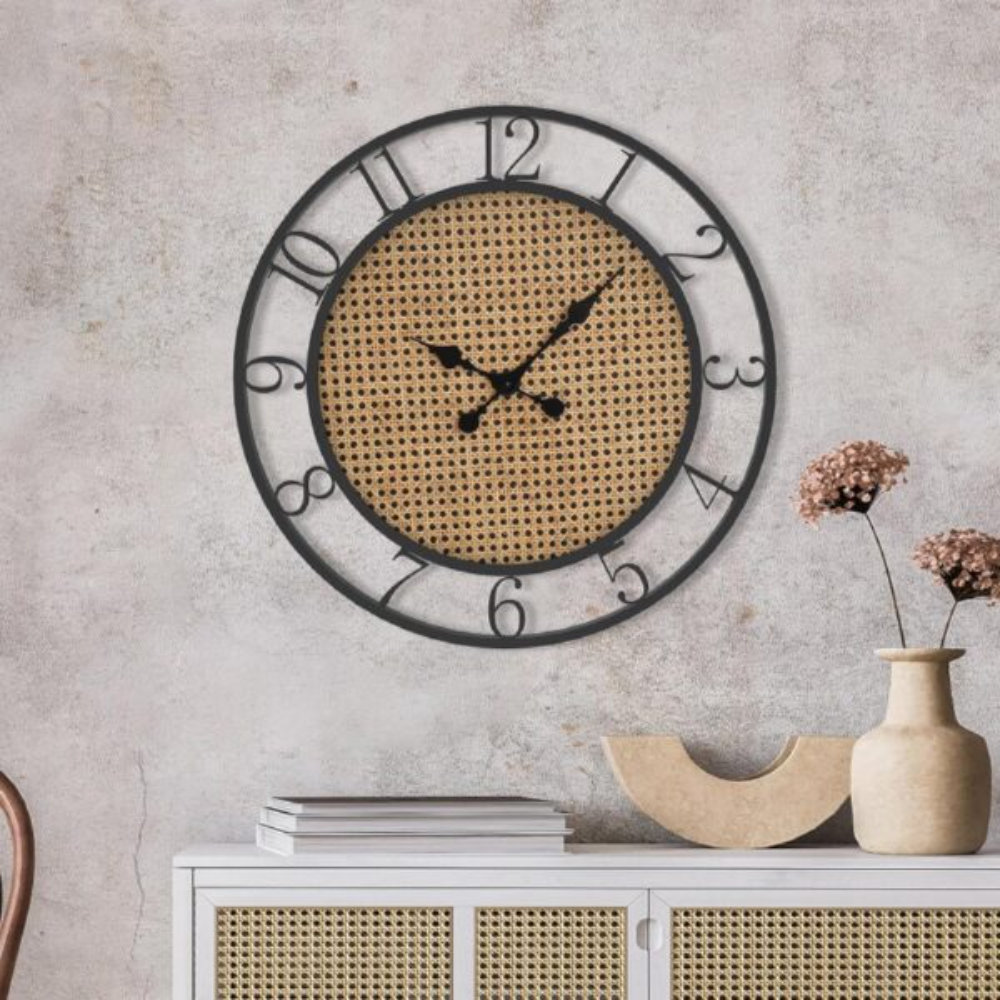 Bay Isle Home HUGE RATTAN DECORATIVE WALL CLOCK Wayfair