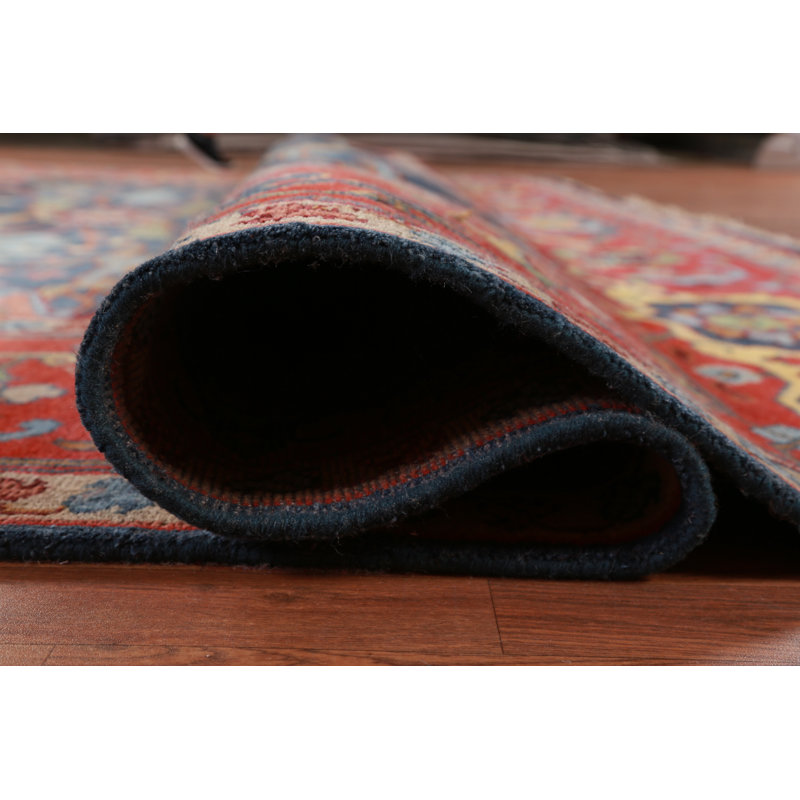 Tapis bleu et orange en laine Oushak 12 x 15