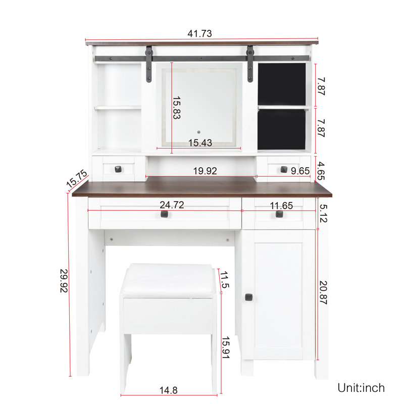 Bureau de meuble-lavabo à DEL 41 po avec 3 modes d'éclairage?