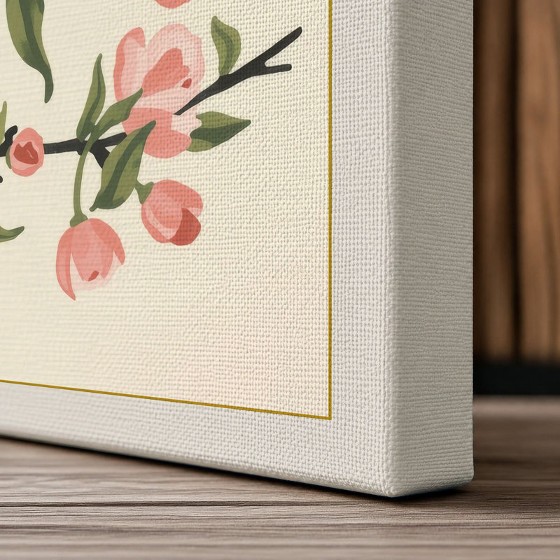 Flowering Branch in Spring Botanical - Wrapped Canvas, 36x24 - 91.4 x 61.0 cm, Cream Border