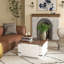 Table basse à plateau rabattable, rangement caché, rangement blanc - blanc, salon