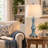 29" Distressed Blue Farmhouse Table Lamps Set with 3-Way Touch Dimming, USB-A & Type-C, LED Bulbs Included