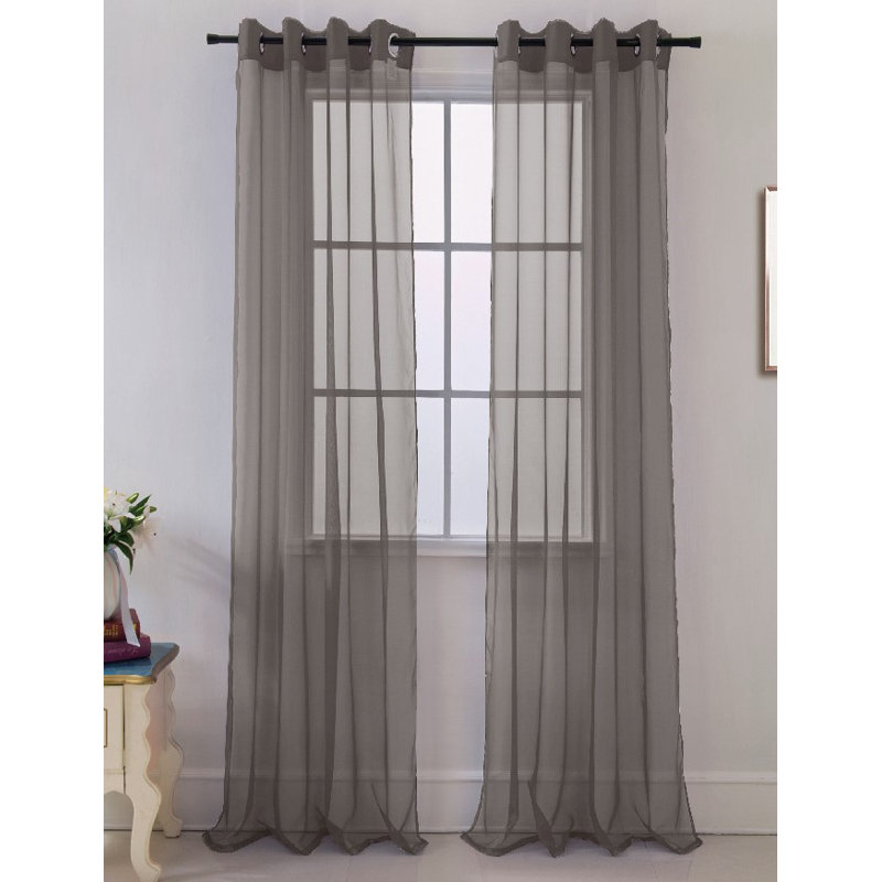 Panneau de rideau de fenêtre uni à oeillets en toile de serie Hills, Gris anthracite, L 54 po x L 90 po