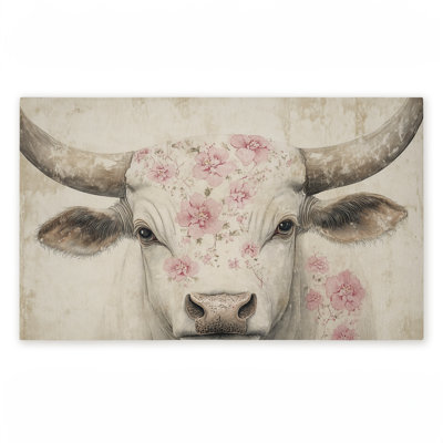 Paillasson floral avec imprimé de vaches embrassées Floral, par Heidi Kuntz, 18 po x 30 po