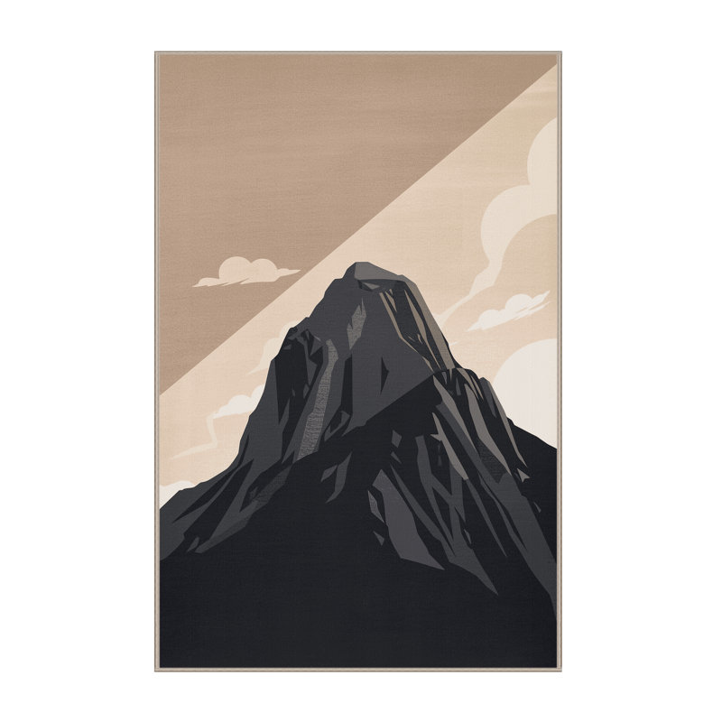 Soft Plush Queanbeyan Rio Sugarloaf Mountain Contemporary Ombre Area Rug in Black – Beige Binding, 7x9