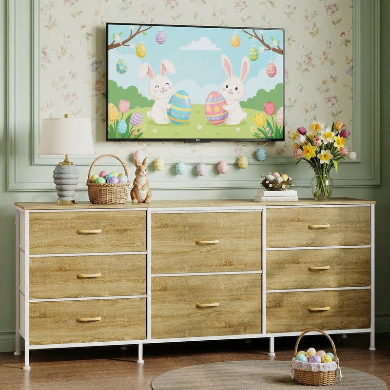 160cm W 8 - Drawer Chest of Drawers, Tan