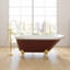 Baignoire autoportante sur pieds en acrylique rouge et blanc Vanity Art York de 170 cm (67 po) avec bonde rétractable à gauche.