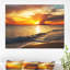 «Colorful Dramatic Sunset Over Waves Modern Beach», reproduction de photo sur toile tendue-1829761254-1843575668