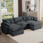 Ensemble de canapé surdimensionné à coussin modulaire, repose-pieds portatif, ensemble de canapé d'angle à dossier bas en L à assise profonde et canapé-lit pour la maison, en velours côtelé-115300592