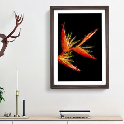 Orange and Red Bird of Paradise in Abstract - Picture Frame Graphic Art Print