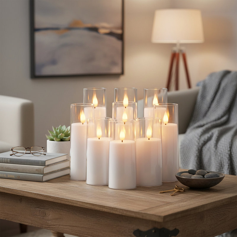 Unscented Flameless Pillar Candle, Clear