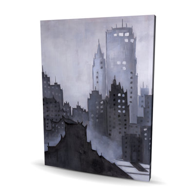 Silhouette d'une ville sombre - toile grise décorative