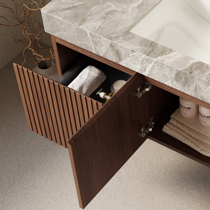 Armoire 48 po MURI en chêne brun seulement, sans lavabo et plateau, sans couvercle de robinet et d'évier