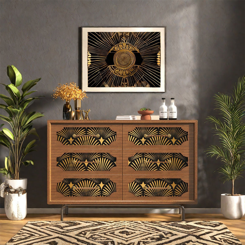 Six Drawer Solid Pine Storage Sideboard