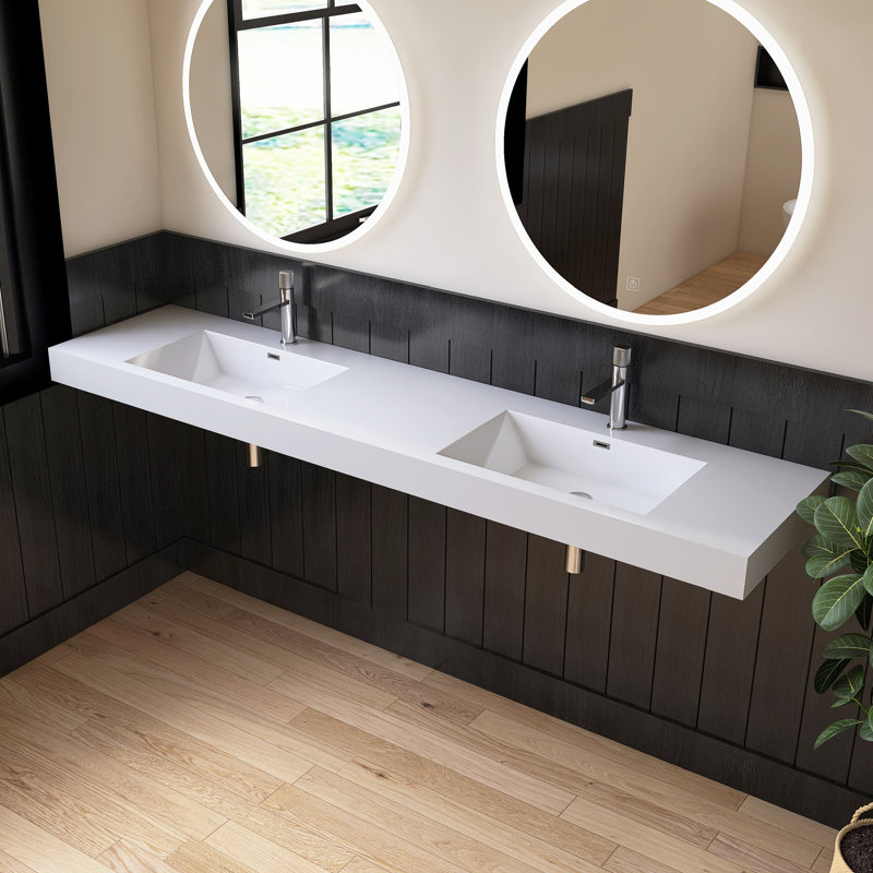 83'' Wall Mount Double Bathroom Sink SMC Bathroom Vessel Sink Only
