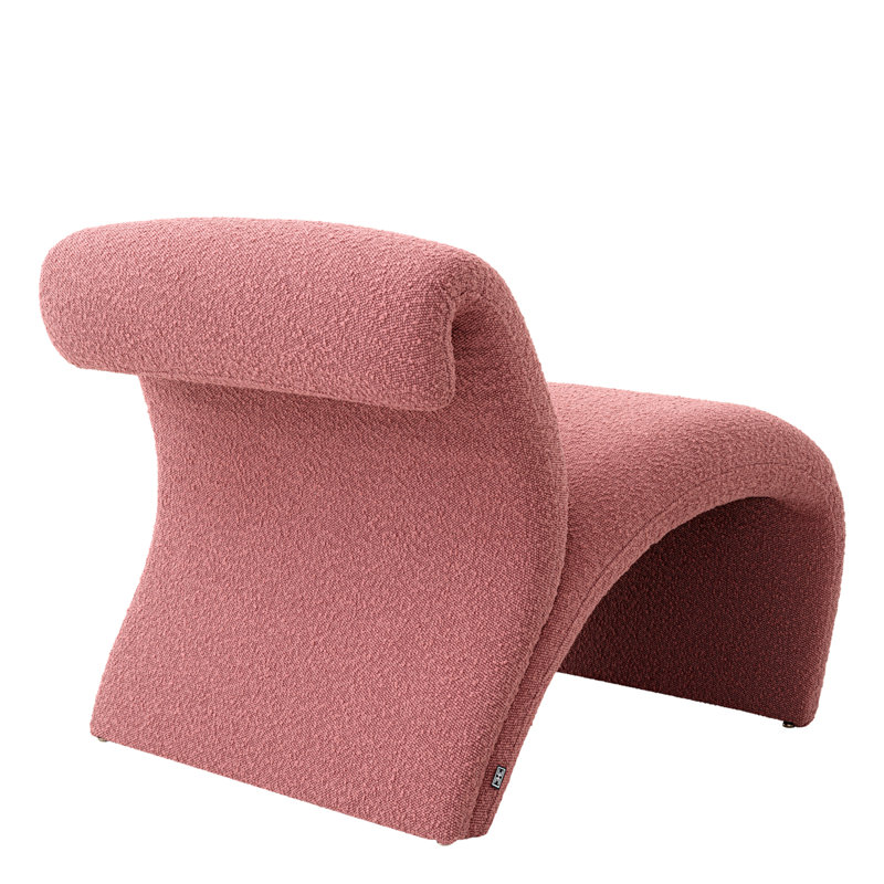 Vignola Armless Chair, Bouclé Rose Polyester Blend