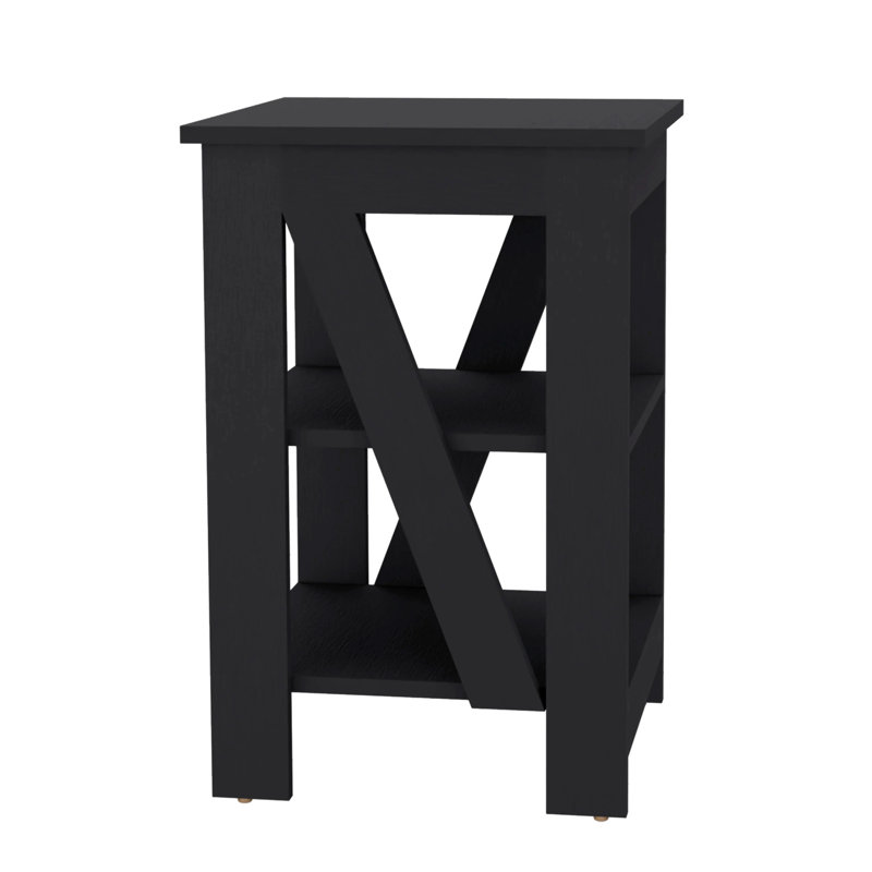 Élégante table noire avec 2 tablettes - Transformez votre salon en deux redéfinissez le décor, Noir