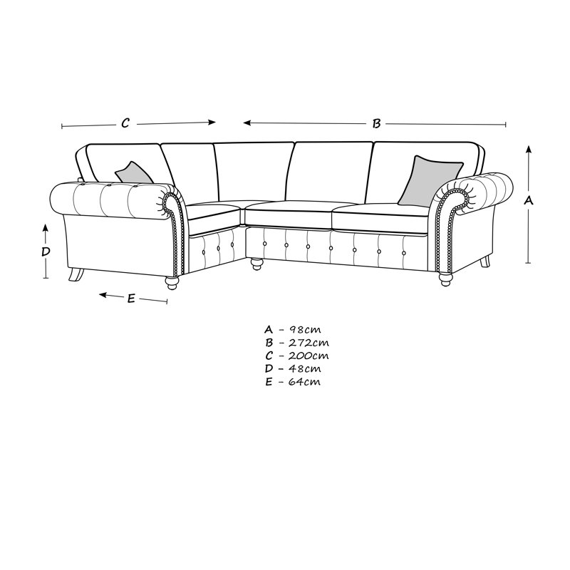 Bodnar 4 Seater Corner Sofa , Brown, Left Hand Facing