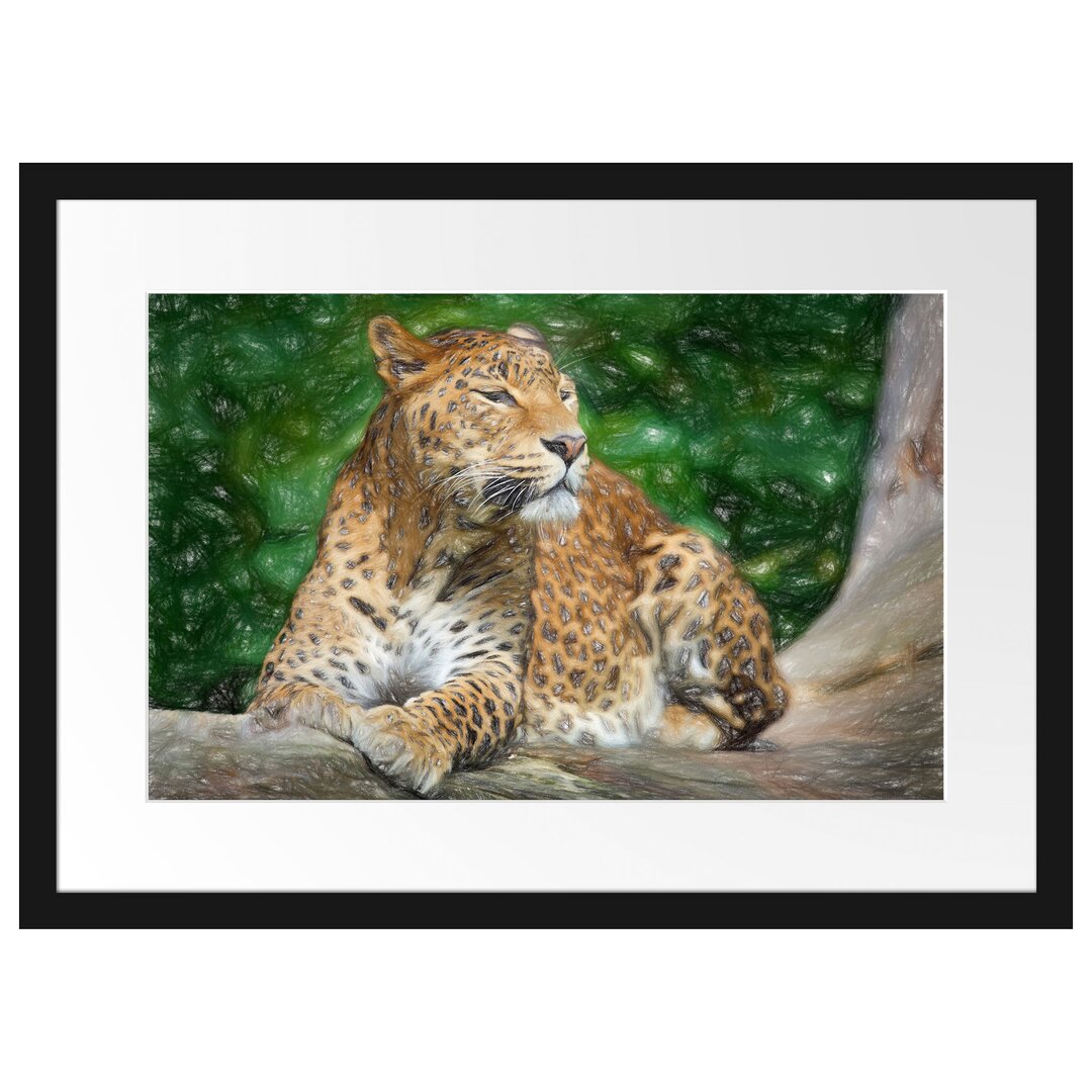 Gerahmtes Papierbild - Fotografie â€žLeopard in Natureâ€�