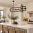 Setser 5-Light Dimmable Linear Pendant Light with Geometric Metal Frame, Black and Copper, Kitchen Island