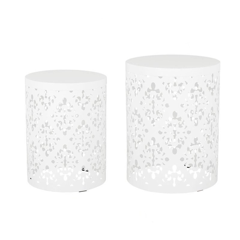 Table de bout en métal S / 2, Blanc