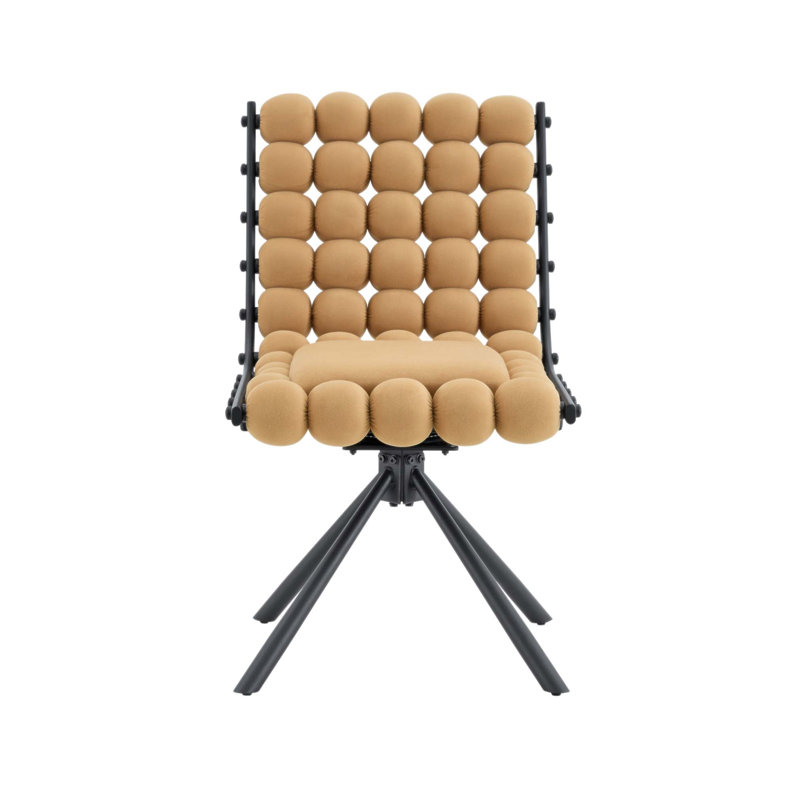 Ensemble de 2 chaises de salle à manger en velours chaine boule, capitonné moderne pour une décoration intérieure élégante (seulement chaise)