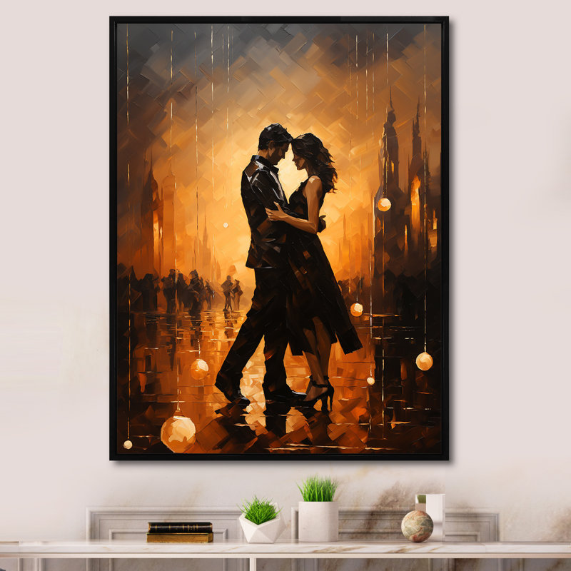 «Dance Tango Couple Harmony I» sur toile, Cadre flottant noir, H 40 po x l 30 po x P 1,5 po