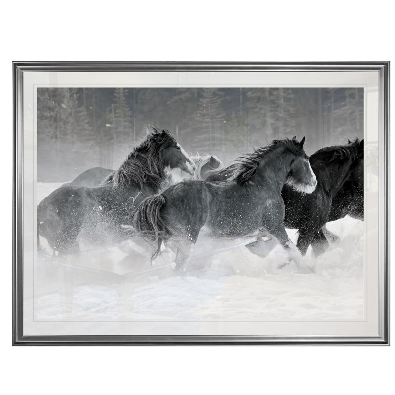 " Winter Roundup I ", 20" H x 24" W x 1.5" D, Silver Frame