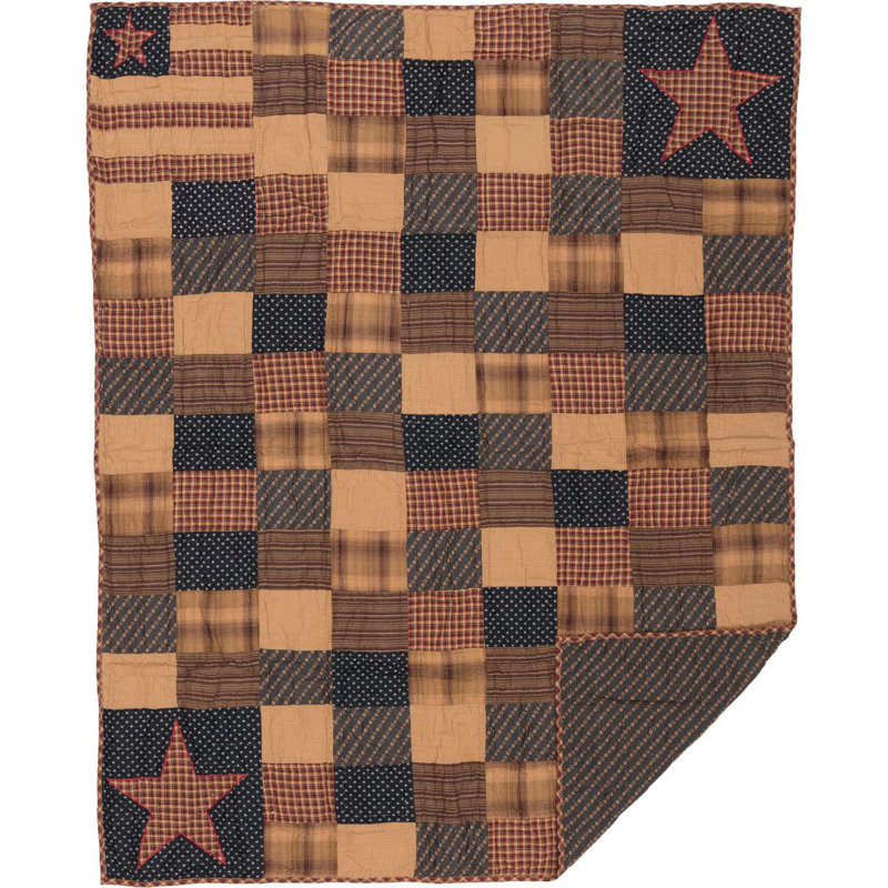 Patriotic Patchwork Cotton Reversible Throw Blanket