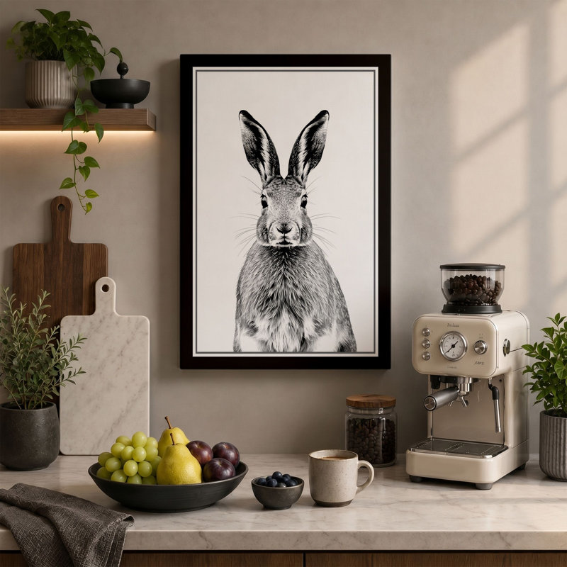 Hare Observational Study Botanical - Wrapped Canvas, 18x12 - 45.7 x 30.5 cm, Terracotta Border