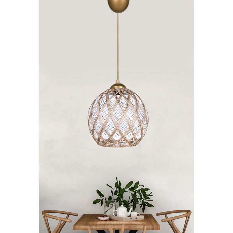 Stylish Chandelier, White & Silver, 8.7 in Diameter x 21.3 in Height | Durable Plastic Body, Cotton Cap, E27 Socket (Max 40W) | Perfect for Glam, Scandinavian, Southwestern & Country Décor