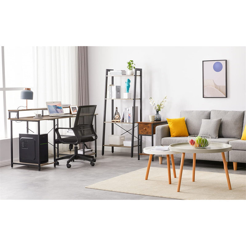 Natoya 148.5cm H x 60cm W Steel Etagere Bookcase, Greige