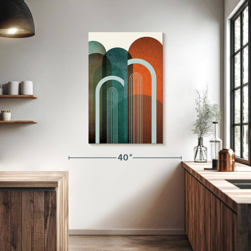 Avery Mid-Century Arches Teal Orange II, 39" H x 26" W