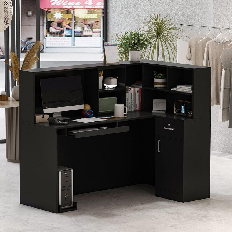 Bureau d'écriture en L de 55,9 po Hamforrd, Noir