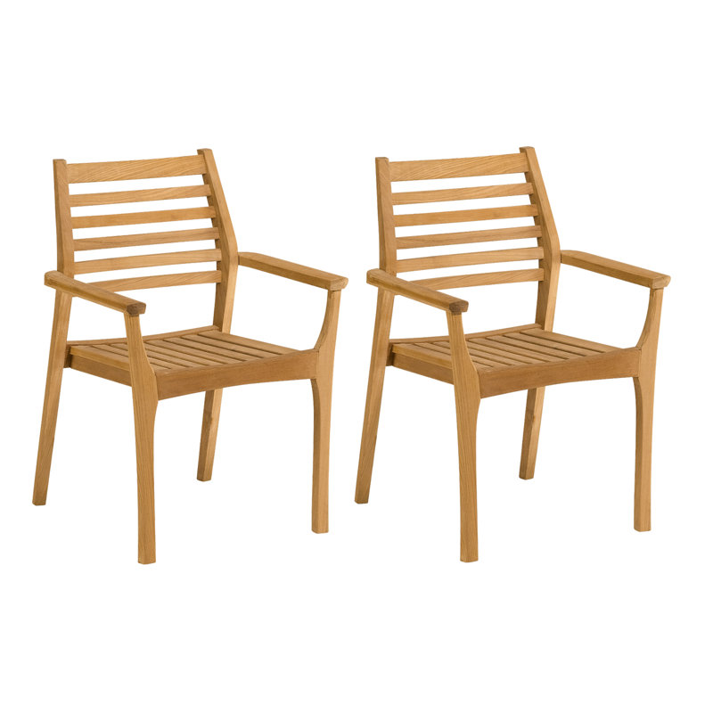 Mera Stacking Patio Dining Chair, Natural Teak