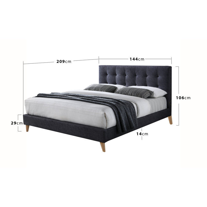 Morris Upholstered Bed, Double (4'6), Light Grey