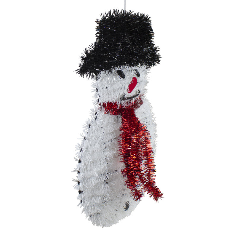 Décoration de fenêtre de Noël 19 po Tinsel Snowman