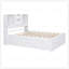 Lit plateforme en bois de pin massif avec tête de lit et tiroirs de rangement, idéal pour les chambres modernes et peu encombrant.-229170473-229170475