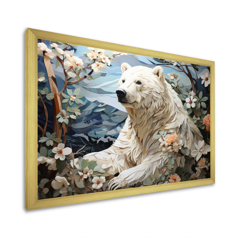 Ours majestueux ours pastorale III - animaux, décoration murale, H 34 po x l 44 po x P 1,5 po, Cadre flottant doré