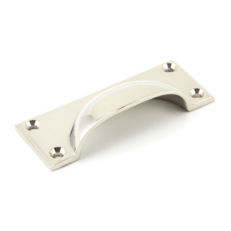 Art Deco 8.4 cm centre Cup Handle, Polished Nickel