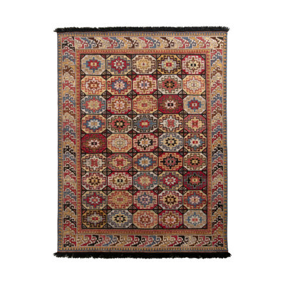 Rug & Kilim’S Tribal Rug In Red And Gold All Over Geometric Pattern
