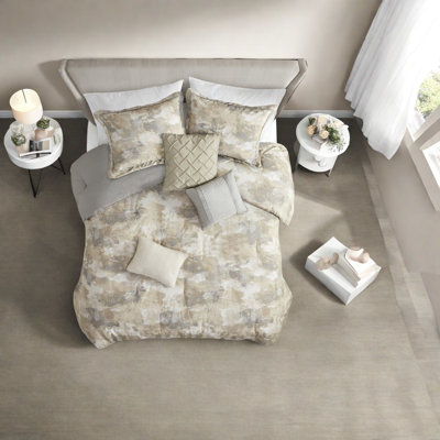 Ensemble de literie luxueux en mélange de coton 7 pièces, confort moderne et chic pour la maison