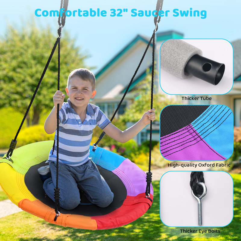 Klo Kick 700lbs Metal Swing Set with 1 Saucer Swing and 1 Toddler Swing