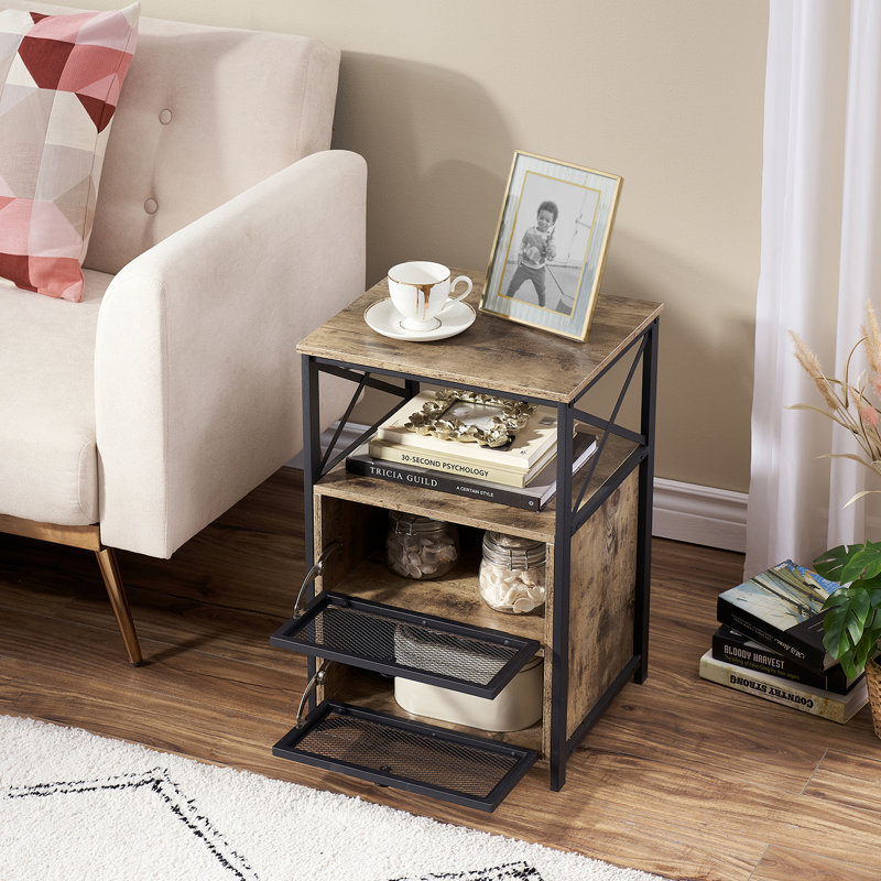 Kempst Nightstand Set 2, Small Bedside Table with Drawers, Narrow Side End Table with Open Shelf, 2 Drawer Dresser for Bedroom/Living Room/Dorms