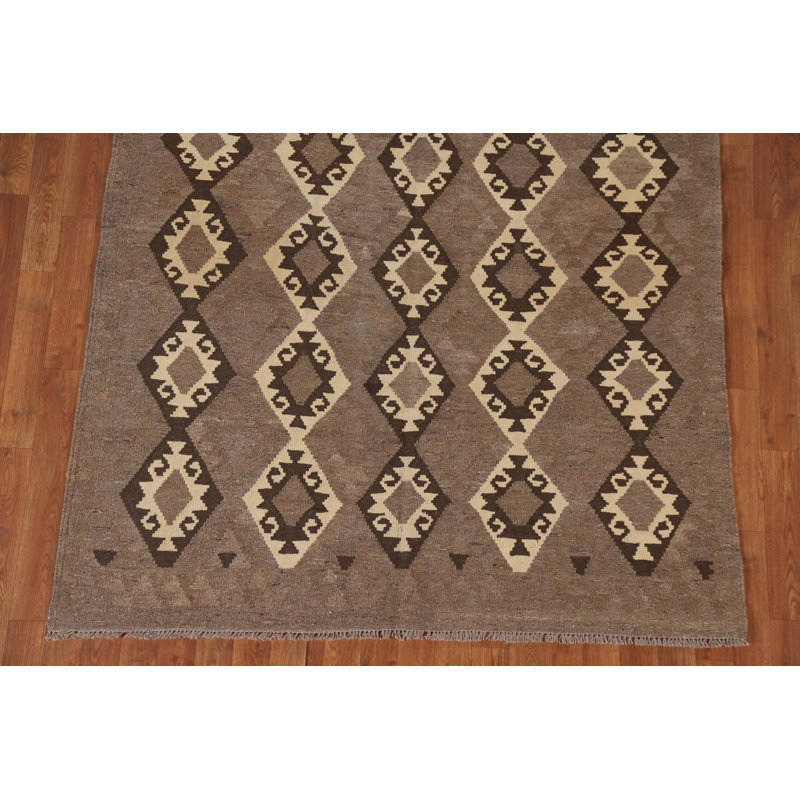 Tapis géométrique brun Kilim 5 x 6