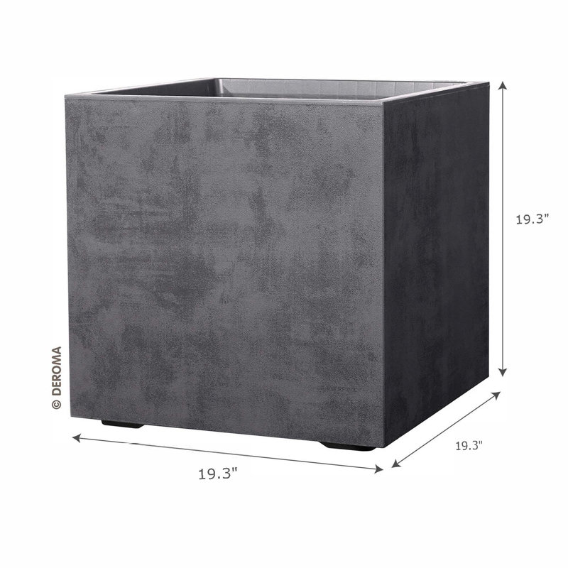 Boîte à fleurs en plastique Kerra, Gris anthracite, H 19,3 po x l 19,3 po x P 19,3 po