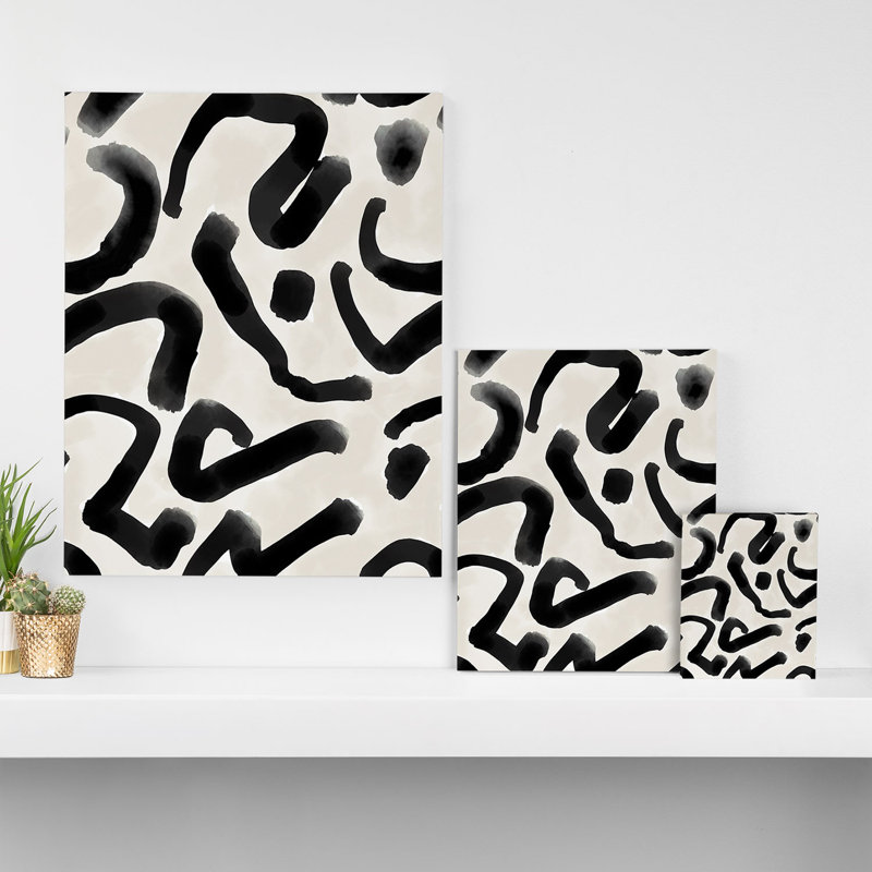 «Black Brushstroke Écru», reproduction sur toile, H 20 po x l 16 po