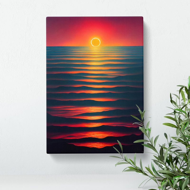Vivid Ocean Sunset - Wall Art, Wrapped Canvas, 50cm H x 35cm W, No Matte