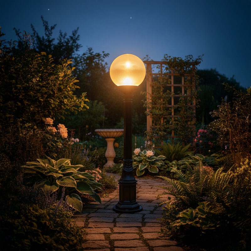 Lampadaire extérieur d'extérieur noir avec abat-jour en acrylique