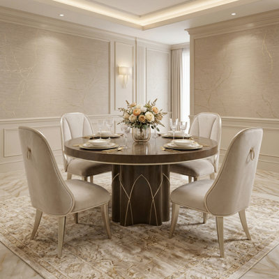 Villa Cherie Hazelnut 5-Piece Round Dining Set
